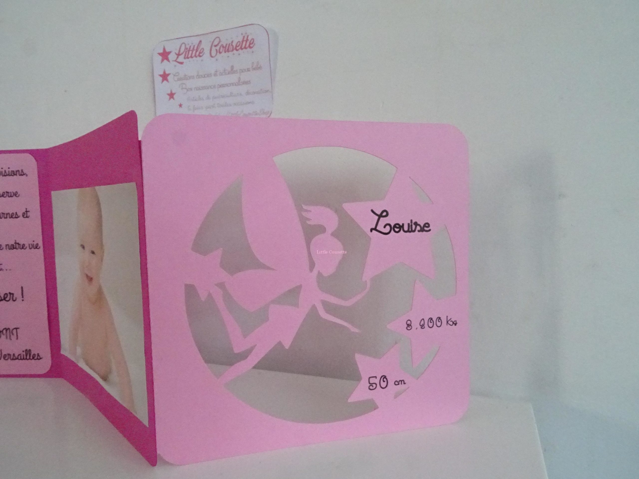 Faire-part naissance baptême 3 volets modèle fée et étoiles