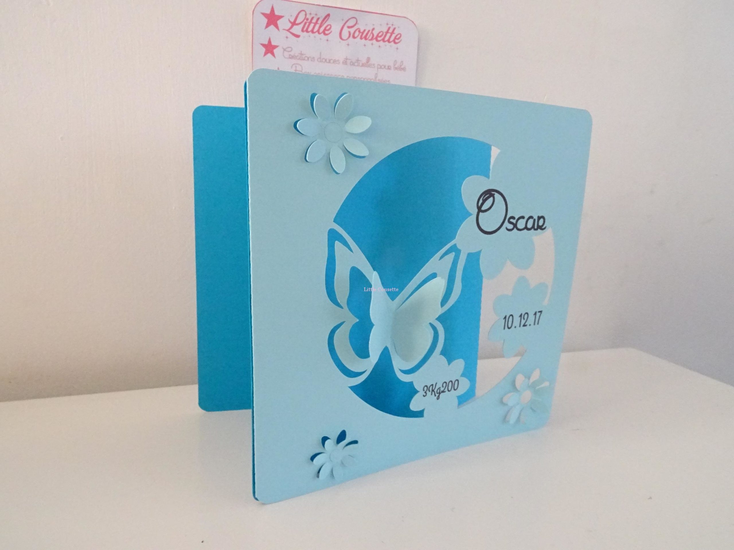 Faire-part naissance baptême 3 volets thème papillons et fleurs – Image 4