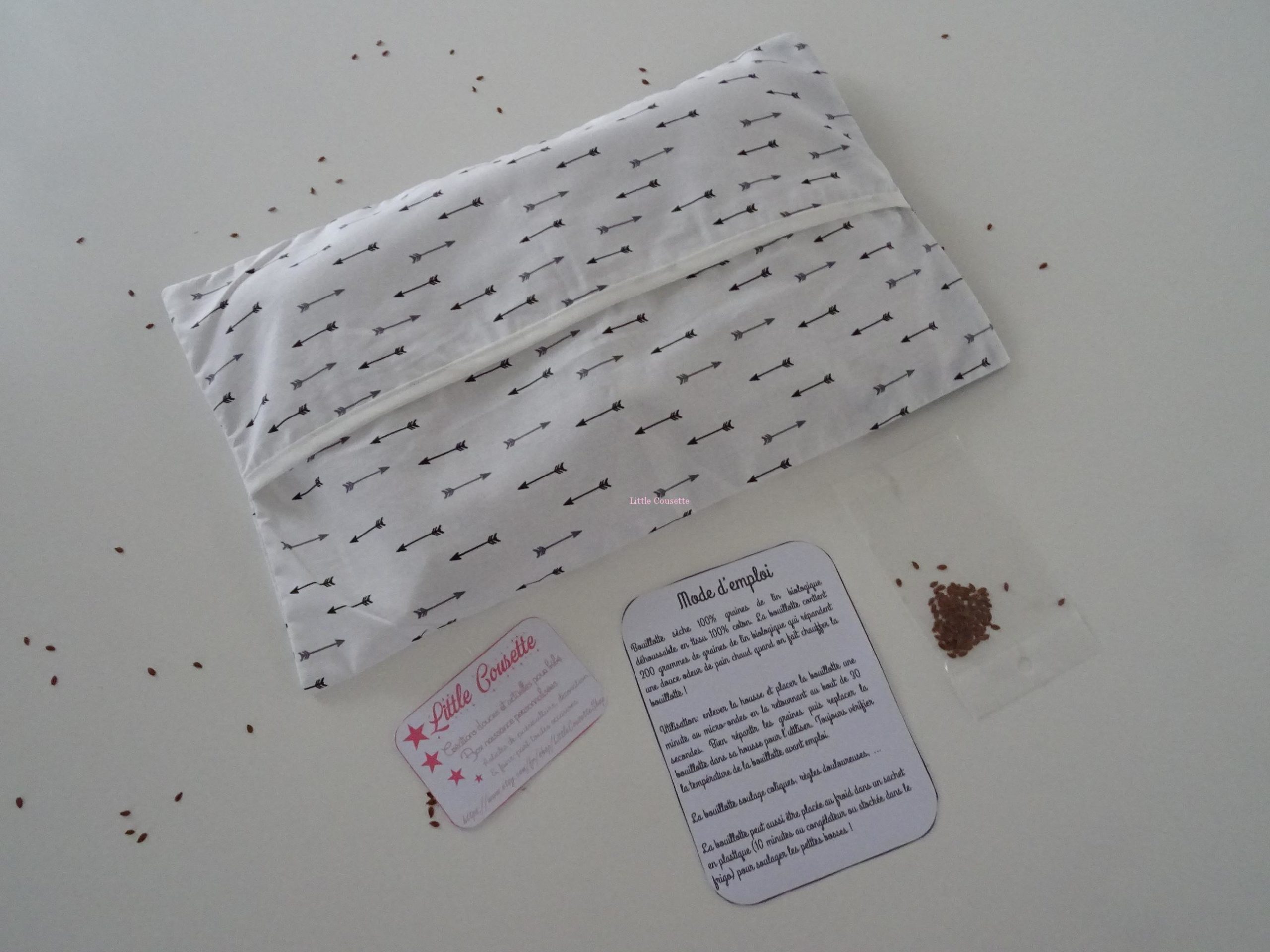 Bouillotte sèche déhoussable aux graines de lin personnalisable (délai  d'expédition 2 semaines)