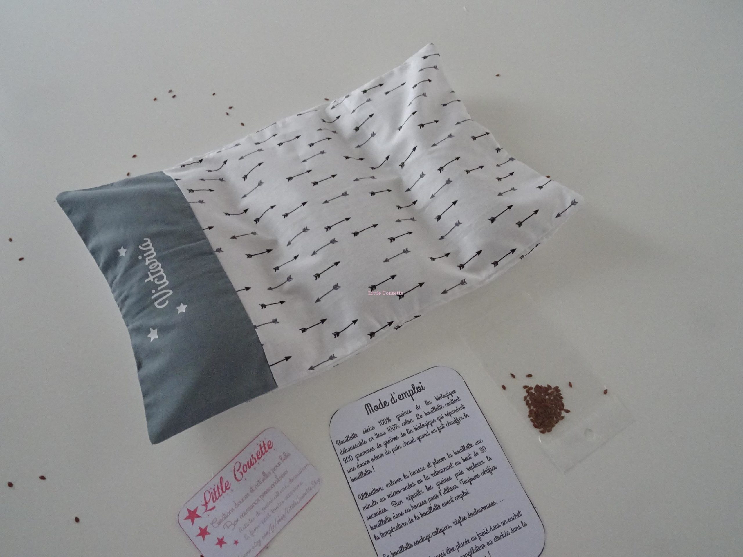 Bouillotte sèche au graines de lins bio déhoussable pour bébé anti-colique  anti-douleur et apaisante Bouillottes personnalisées -  France