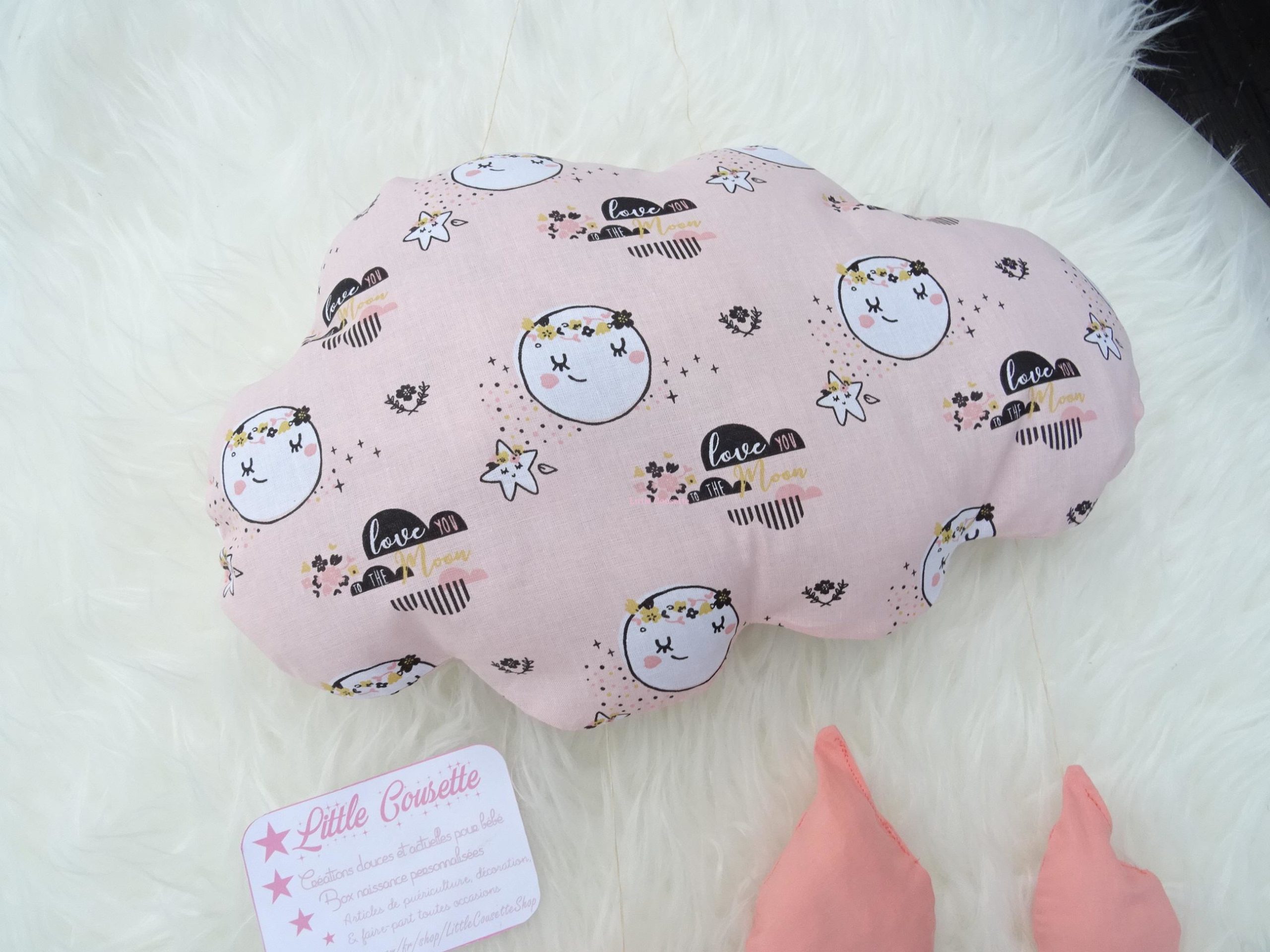 coussin nuage et gouttes prénom