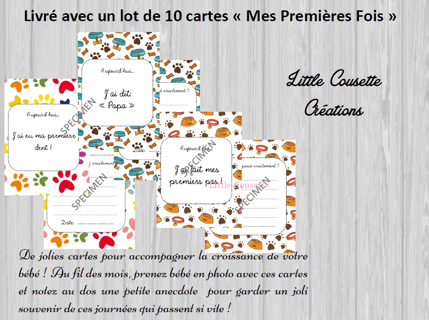 Lot de 24 cartes-étape ou cartes-jalon pour suivre la croissance de bébé thème chiens et chats – Image 5