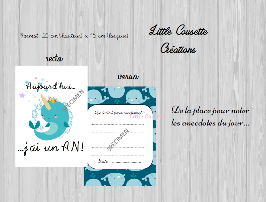 Lot de 24 cartes-étape ou cartes-jalon thème MER personnalisables avec prénom pour suivre la croissance de bébé – Image 6