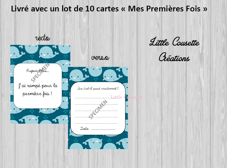Lot de 24 cartes-étape ou cartes-jalon thème MER personnalisables avec prénom pour suivre la croissance de bébé – Image 2