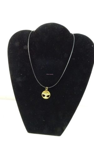 Collier cordon cuir et breloque "arbre de vie"