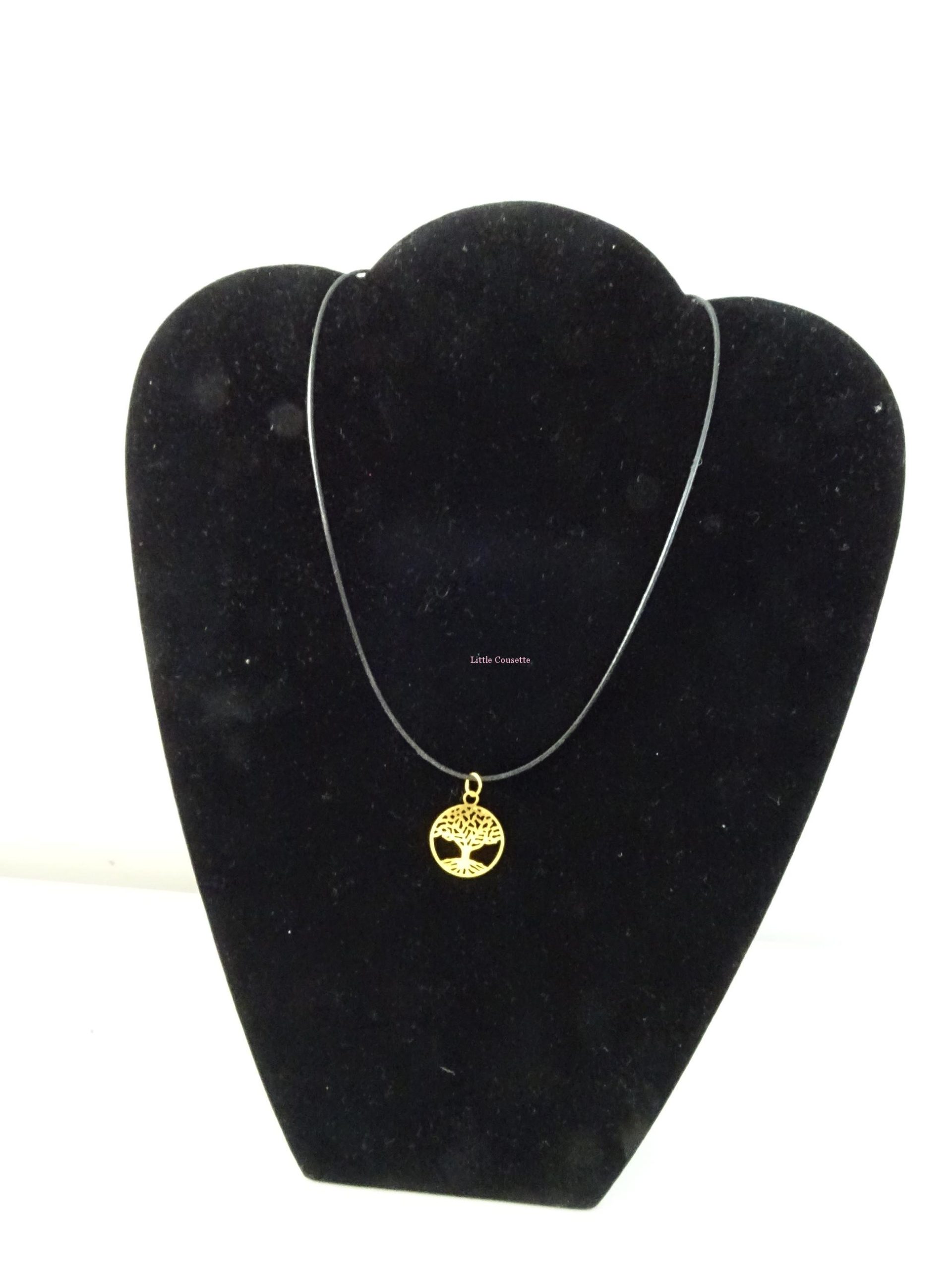 Collier cordon cuir et breloque "arbre de vie"