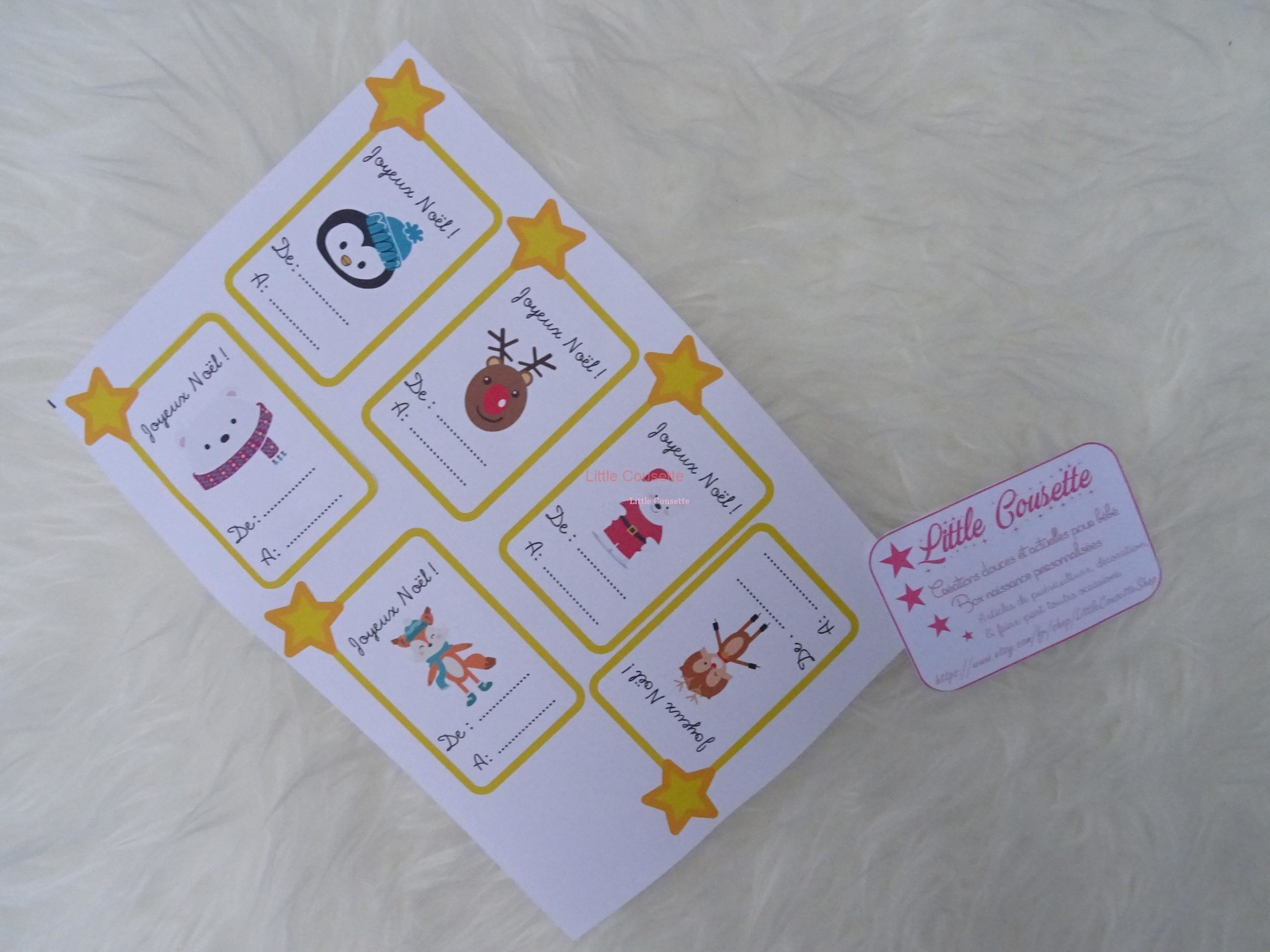 Lot de 6 étiquettes Noël papier cartonné ou autocollantes pour décorer vos cadeaux de Noël – Image 4