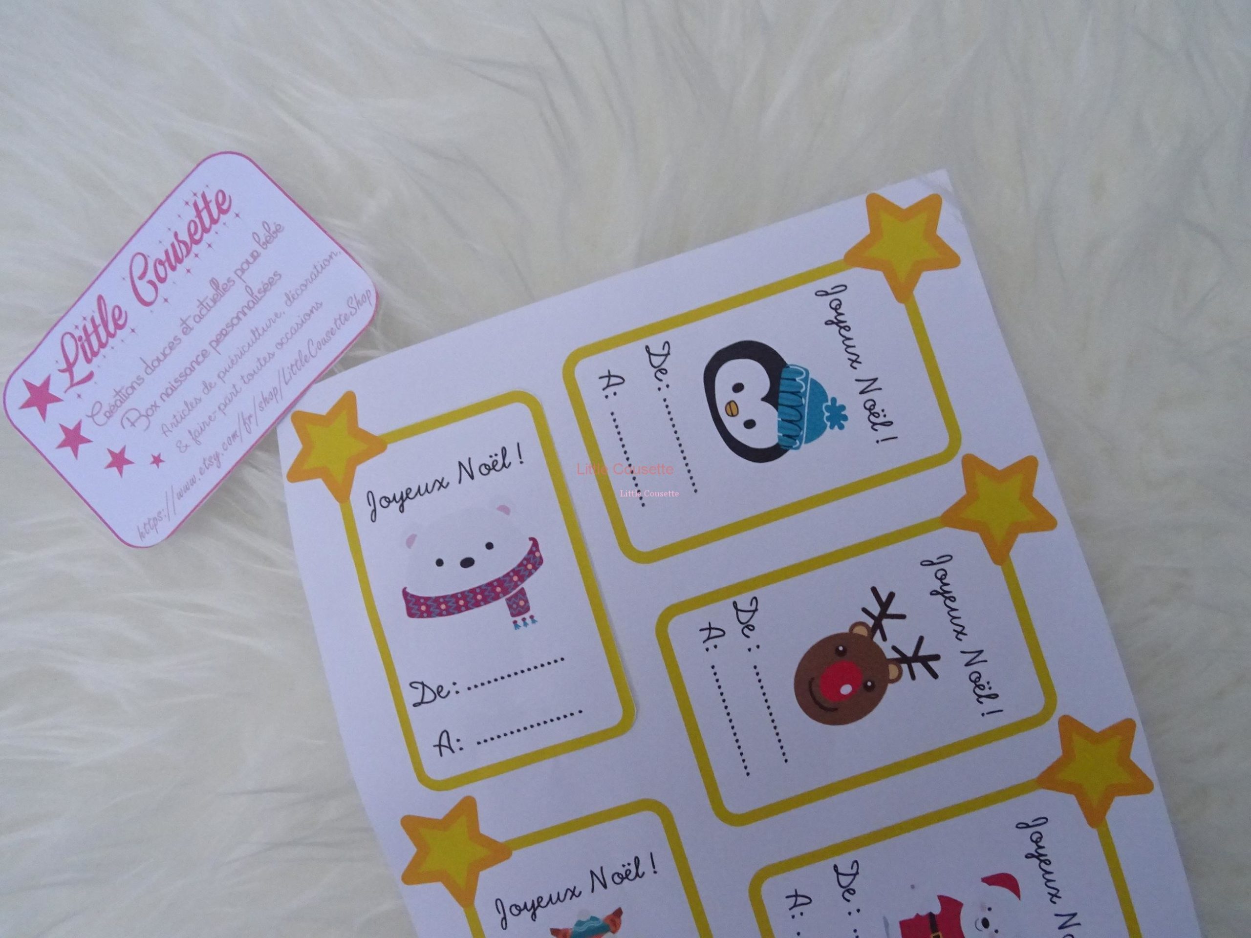 Lot de 6 étiquettes Noël papier cartonné ou autocollantes pour décorer vos cadeaux de Noël – Image 2