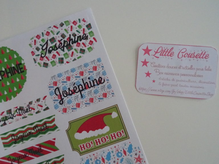 Lot d’étiquettes Noël personnalisées prénom version papier cartonné ou autocollants pour décorer vos cadeaux de Noël