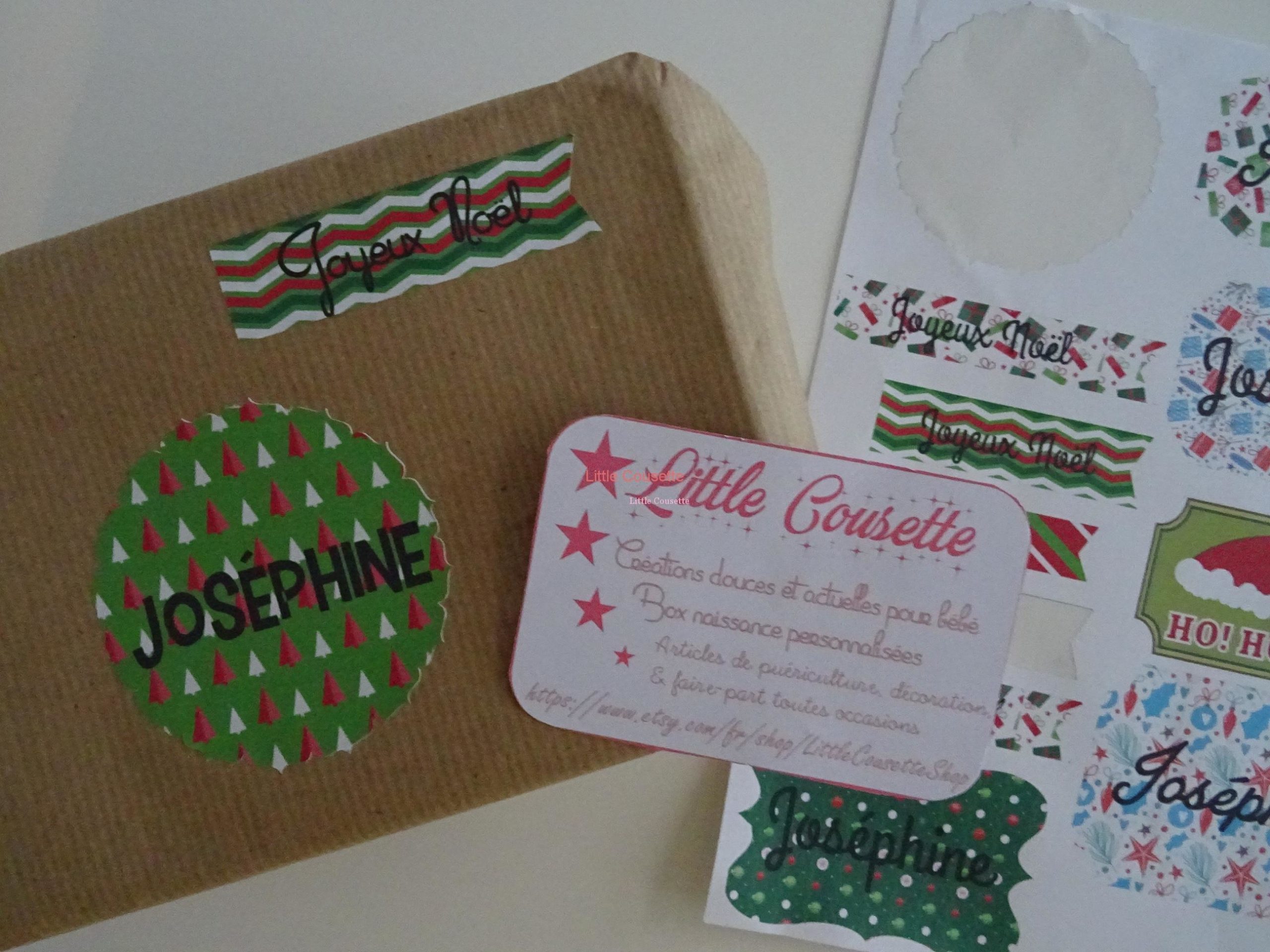 Lot d'étiquettes Noël personnalisées prénom version papier cartonné ou autocollants pour décorer vos cadeaux de Noël – Image 3