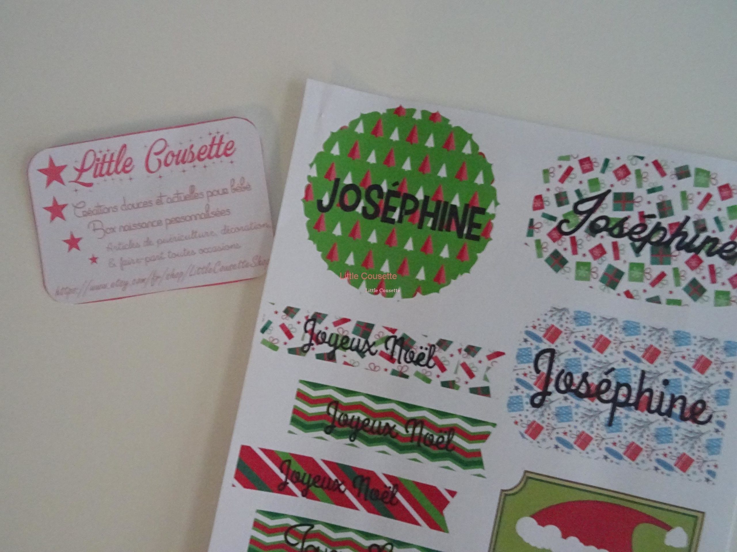 Lot d'étiquettes Noël personnalisées prénom version papier cartonné ou autocollants pour décorer vos cadeaux de Noël – Image 2