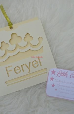 Faire-part naissance baptême format pochette thème Princesse et Couronne