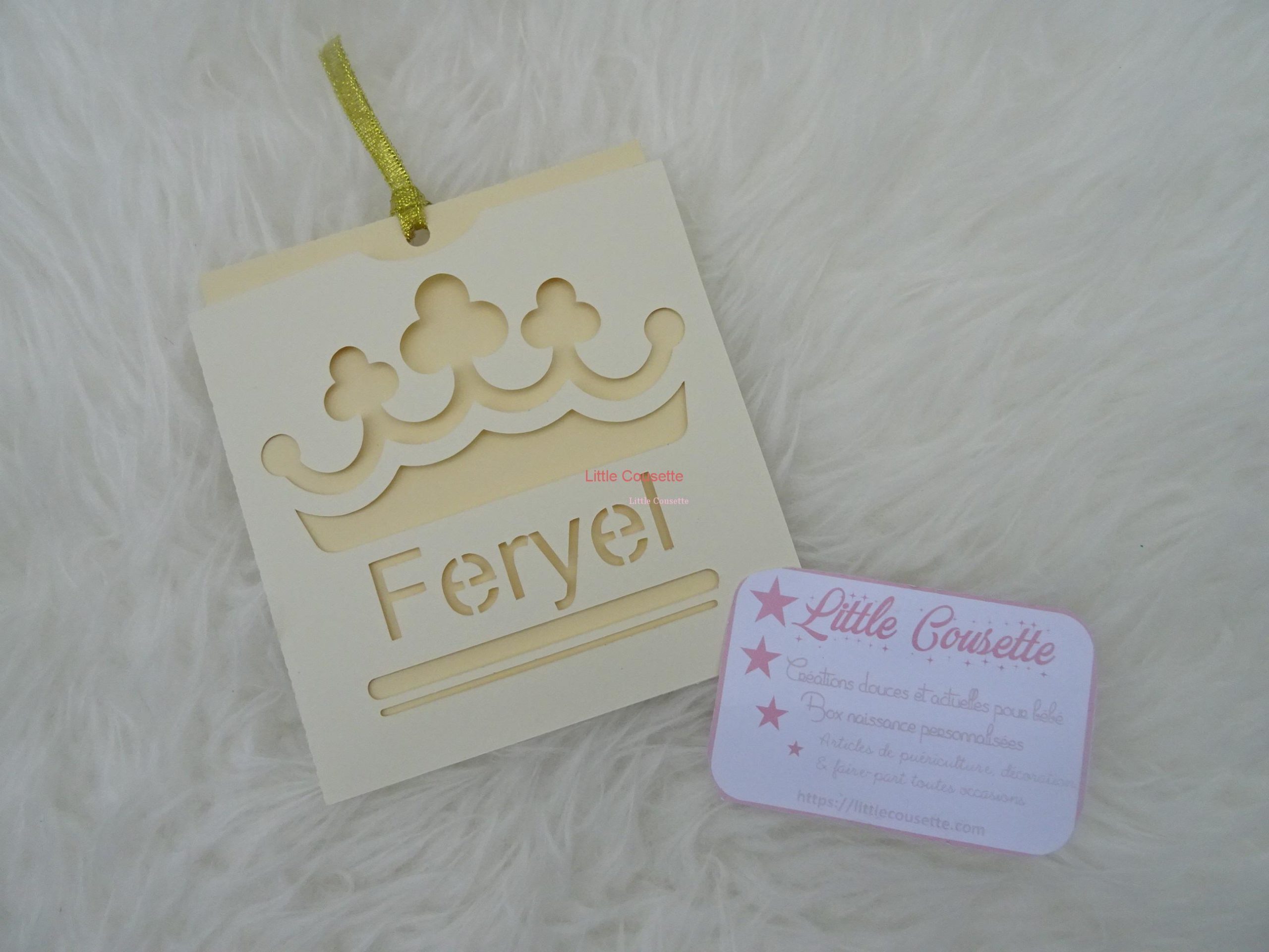 Faire-part naissance baptême format pochette thème Princesse et Couronne
