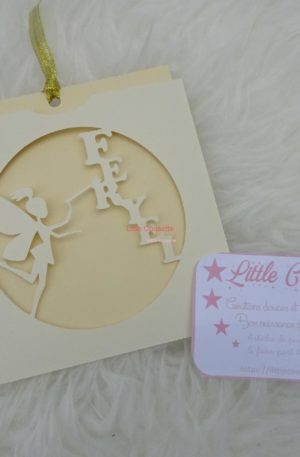 Faire-part naissance baptême format pochette thème Fée Clochette