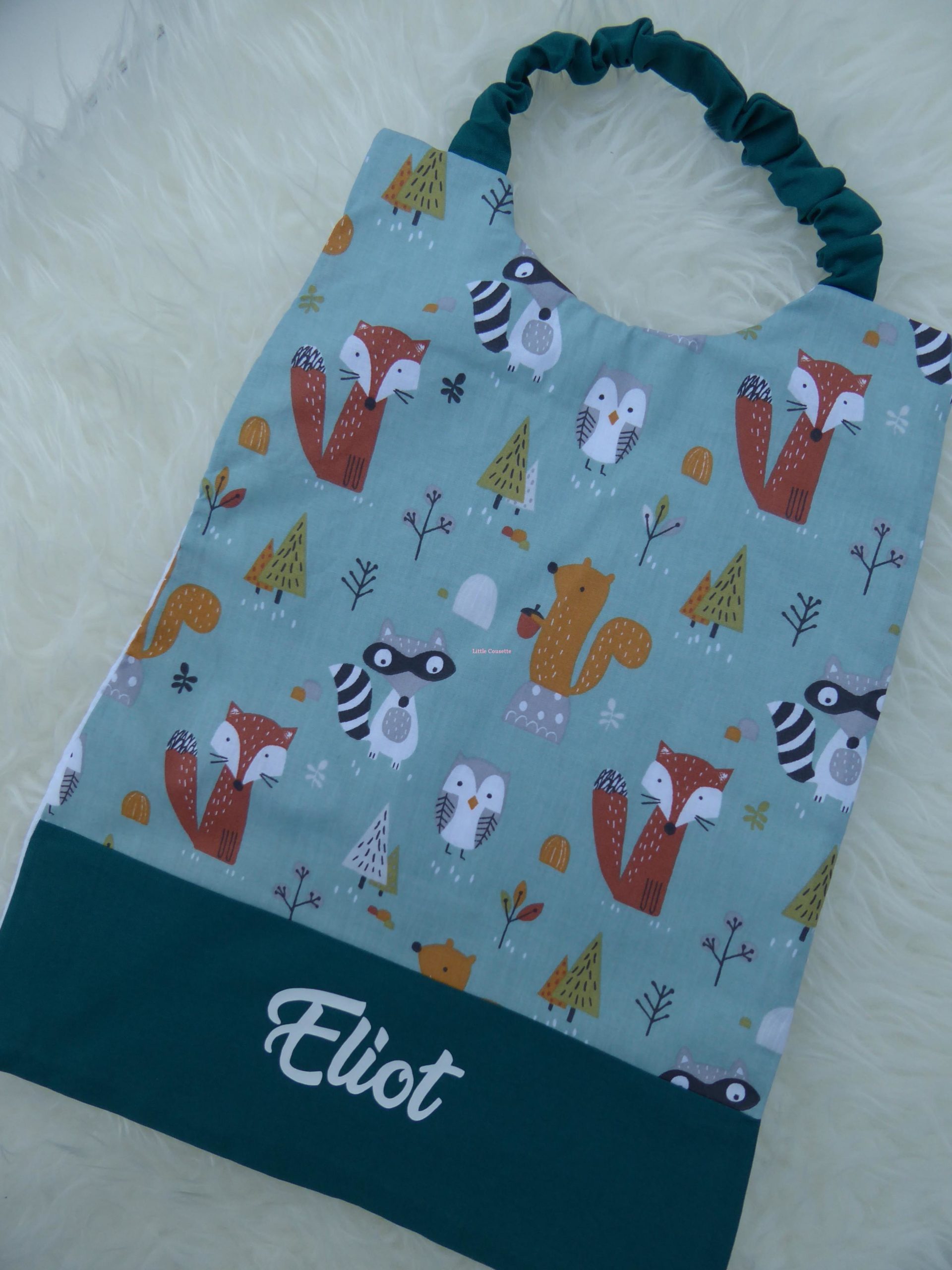 Serviette élastiquée cantine maternelle pour enfant personnalisée avec le prénom – Image 11