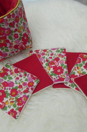 Lot panière en tissu molletonnée +lingettes tissu éponge biologique