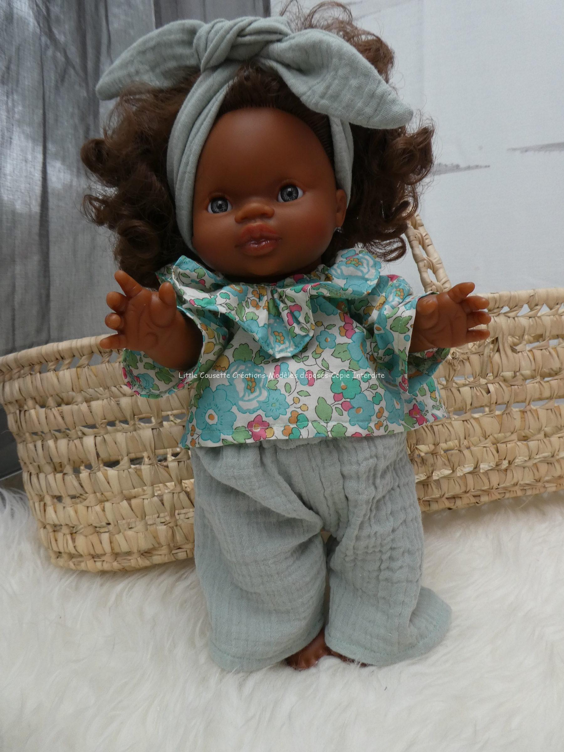 Ensemble 3 pièces en Liberty et double gaze pour poupons Gordis de Paola Reina