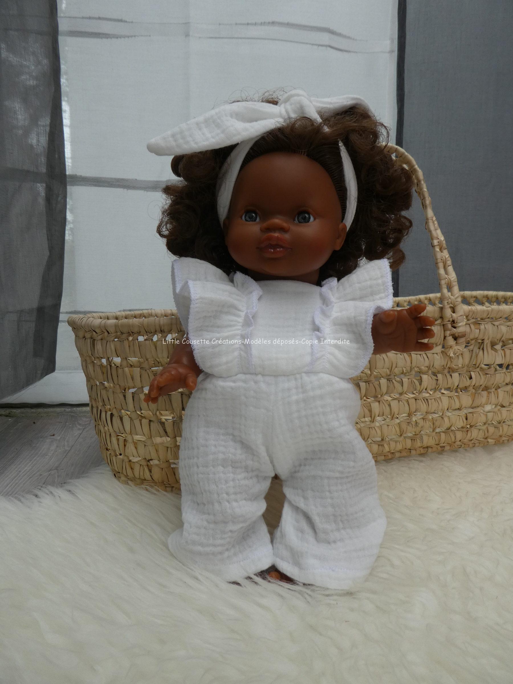 Combinaison double gaze et bandeau-vêtements et accessoires pour poupons Gordis de Paola Reina