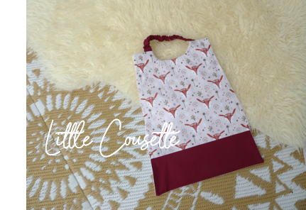 Serviette élastiquée cantine maternelle pour enfant-Couleur parme/bordeaux