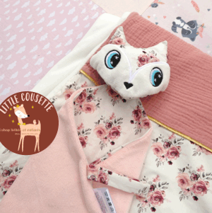 Doudou renard tout doux brodé personnalisable prénom et couleurs