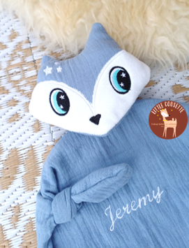 Doudou renard tout doux brodé personnalisable prénom et couleurs